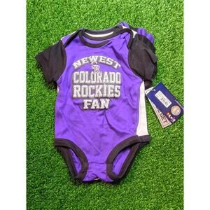 Colorado Rockies "Newest Fan" Baby Bodysuit Set 6-9 M NWT